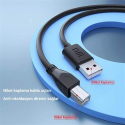 كابل طابعة USB 2.0 من النوع A إلى B – خط بيانات عالي الجودة لتوصيل الطابعات والماسحات بالحاسوب