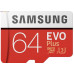 ذاكرة Samsung EVO Plus microSDXC UHS-I Class 10 سعة 64GB مع محول SD