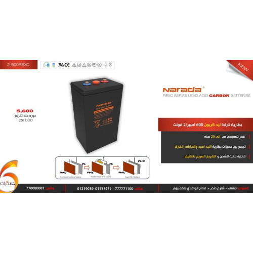 بطارية نارادا ليد كربون 2V-600REXC بطارية نارادا ليد كربون 2V-600REXC