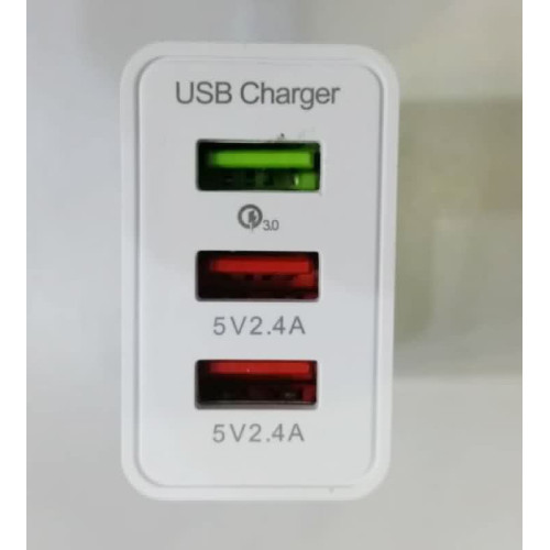 شاحن هواتف سريع ثلاث منافذ QC 3.0 شاحن هواتف سريع ثلاث منافذ QC 3.0