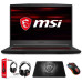 لابتوب MSI GF65 9SEXR Thin Core i7 جيل 9 للألعاب شاشة 15.6 FHD وذاكرة 16GB وSSD 512GB