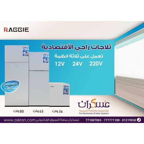 ثلاجة Raggie اقتصادية تعمل بالطاقة الشمسية 12V/24V