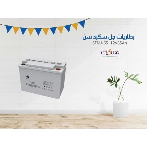 بطارية SacredSun 6FMJ-65 جهد 12V سعة 65Ah بطارية SacredSun 6FMJ-65 جهد 12V سعة 65Ah