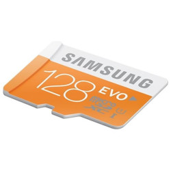ذاكرة Samsung EVO microSDXC بسعة 128GB مع محول SD ذاكرة Samsung EVO microSDXC بسعة 128GB مع محول SD