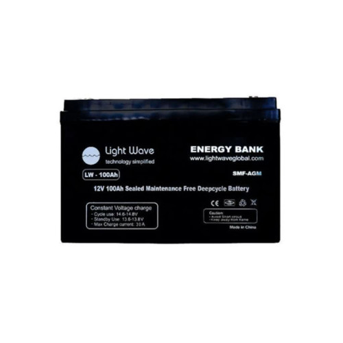 بطارية Light Wave AGM Deep Cycle سعة 12V 100Ah