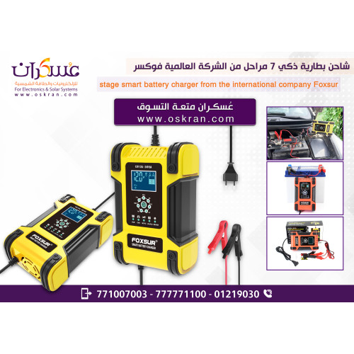 شاحن بطارية ذكي FOXSUR بسبع مراحل 12V 12A / 24V 6A شاحن بطارية ذكي FOXSUR بسبع مراحل 12V 12A / 24V 6A